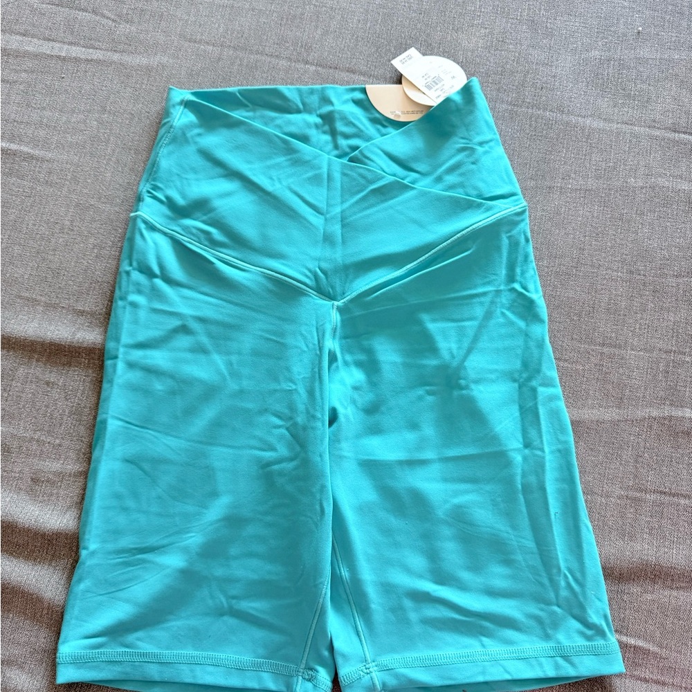 High-Waist Teal Aerie Bike Shorts